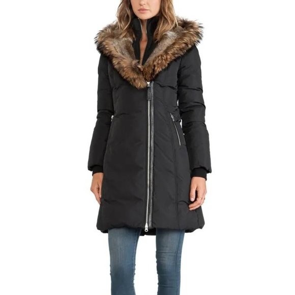 Mackage Trish Black Fur-Trim Puffer Coat - Picture 1 of 16